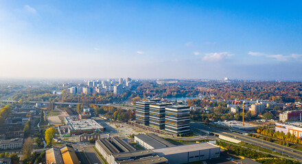 Miasto Katowice, Panorama centrum śródmieścia - wieżowce / ŚLĄSK - Południe Polski 