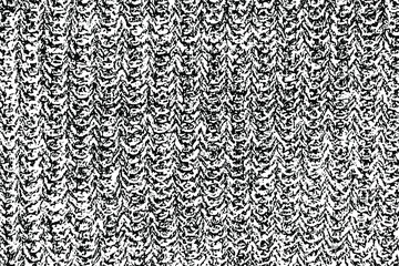 Grunge texture of knitted fabric. Monochrome background of the sweater surface made of melange yarn. Overlay template. Vector illustration