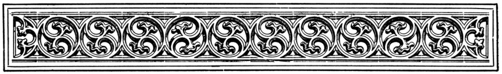 Abstract ornament, chapter separator in a book. Illustration of the 19th century. White background.