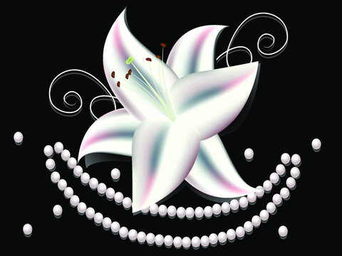 Lilies and a pearl necklace.
