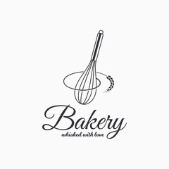Baking with wire whisk logo. Bakery concept - 387863475