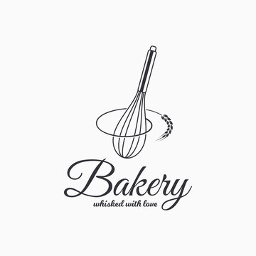 Baking with wire whisk logo. Bakery concept
