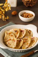 Ukrainian dumplings, pierogi or  vareniki,  national russian and balcanic homemade cuisine.
