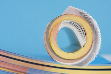 Rolled up colorful paper close-up