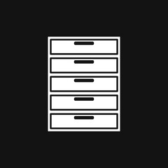 White icon for Chest, drawers and furniture. Flat design