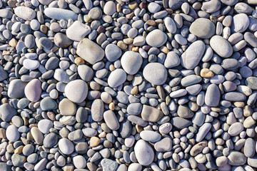 sea pebbles, natural background, texture. Sea background and beach.