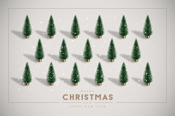 Minimalist Vintage Christmas postcard with plastic Christmas trees 