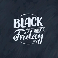 Obraz premium Black friday lettering in modern calligraphy style. Slogan for promotion template and sale banner. Vector