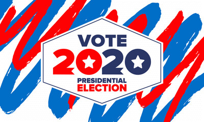 Obraz premium Presidential Election 2020 in United States. Vote day, November 3. US Election. Patriotic american element. Poster, card, banner and background. Vector illustration