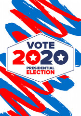 Obraz premium Presidential Election 2020 in United States. Vote day, November 3. US Election. Patriotic american element. Poster, card, banner and background. Vector illustration