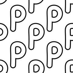 Outline seamless pattern with the letter of the Russian alphabet on a white background. Cute font in flat style. Abstract letter print.
Stock vector illustration for design, decor, fabric, wallpaper