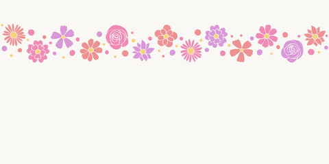 Design of an empty banner with cute flowers. Mother’s Day, Women’s Day and Valentine’s Day background. Vector