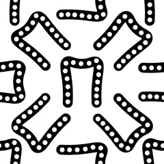 Fototapeta premium Outline seamless pattern with polka-dot russian alphabet letter on white background. Cute black and white font in flat style. Geometric letter print. Stock vector illustration for design, decor