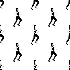 Seamless pattern in outline with running amazing girl sportswoman on a white background. Happy woman in flat style is engaged in physical exercise. Fitness training.
Stock vector illustration