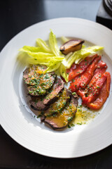 Roast Beef with Red Pepper and Sauce
