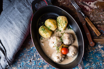 German Meatballs with Caper Sauce. Klopse in Gravy