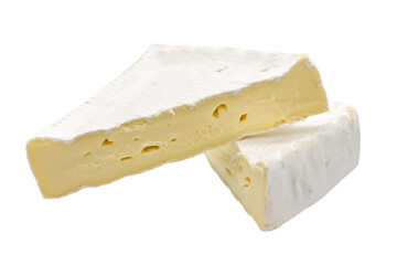 Camembert or brie cheese isolated on white background.