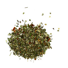 Pile of dried spices isolated on white background