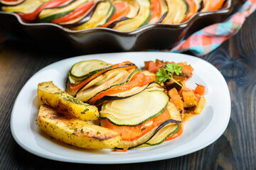 Ratatouille and baked potatoes