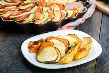 Ratatouille and baked potatoes