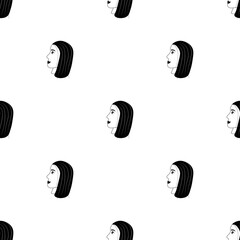 Seamless pattern with avatar in outline of an amazing girl on a white background. Profile of a young woman in side view in flat style. Happy relaxed faces of people.
Stock vector illustration