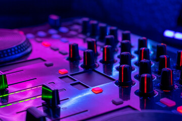 audio controller on mixing dj party
