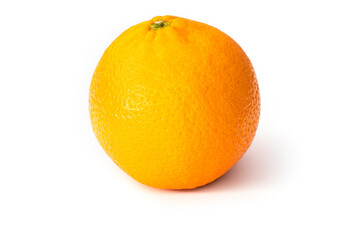 Orange fruit on a white isolated background. Whole fresh orange fruit isolated on white background. 