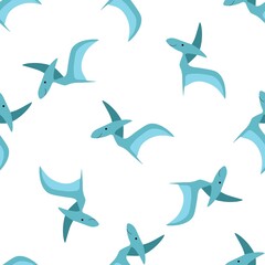 Cute pteranodon on a white background. Predators in a flat style. Cartoon animals reptiles for web pages. Stock vector illustration for decor, design, baby textiles, wallpaper, wrapping paper © Galina Pislar