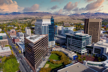 Downtown district of Boise Idaho with fall trees