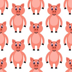 Cute pig on a white background. Beautiful pets in a flat style. Cartoon mammals for web pages.
Stock vector illustration for decor, design, baby textiles and
wallpaper