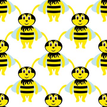 Cute bee on a white background. Insects in a flat style. Cartoon bees for web pages.
Stock vector illustration for decor, design, baby textiles and
wallpaper