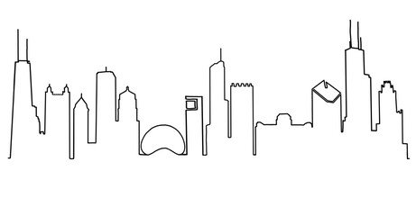 Fototapeta premium Chicago skyline line drawing. Simplified drawing includes all the famous landmarks and towers.