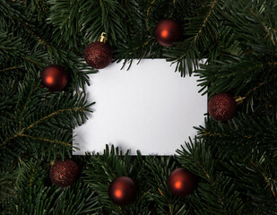 Fototapeta na wymiar Christmas card for your text with festive decorations