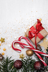 Beautiful Christmas background with presents and decorations