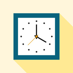 Clock flat style, timer on cream colour background and long shadow. Vector design element - Vector. Elegant clock icon.