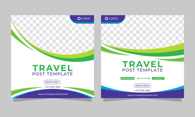 Traveling social media post template suitable for promotion, marketing, advertising, ads, web, banner, and many more.