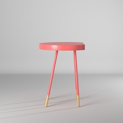 Modelo 3d de mesa redonda con patas de madera