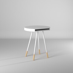 Modelo 3d de mesa redonda con patas de madera