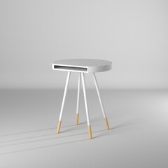 Modelo 3d de mesa redonda con patas de madera