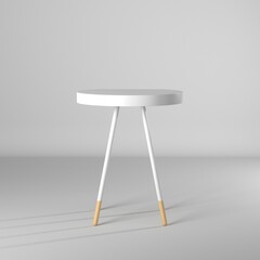 Modelo 3d de mesa redonda con patas de madera
