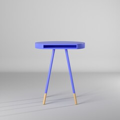 Modelo 3d de mesa redonda con patas de madera