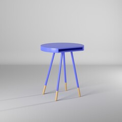 Modelo 3d de mesa redonda con patas de madera