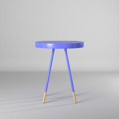 Modelo 3d de mesa redonda con patas de madera