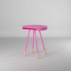 Modelo 3d de mesa redonda con patas de madera