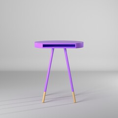 Modelo 3d de mesa redonda con patas de madera