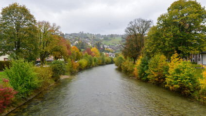 Die Thur in Wattwil im Schweizer Kanton St. Gallen