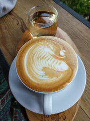 Latte art on milk coffee in Chiang Rai, Thailand