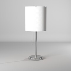 Ilustración 3d de lampara de metal con tela blanca