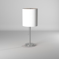 Ilustración 3d de lampara de metal con tela blanca