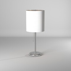 Ilustración 3d de lampara de metal con tela blanca
